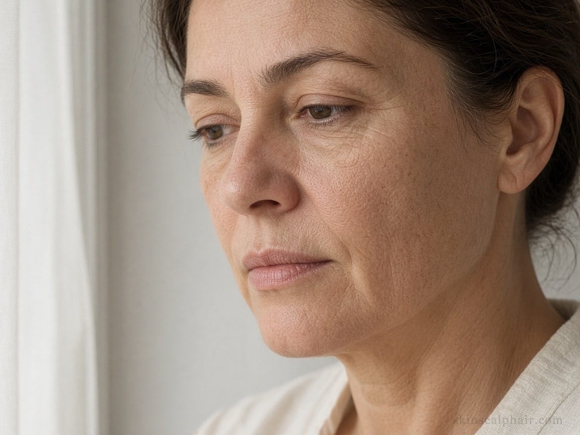 Antes del masaje facial escultural en Aventura: mandíbula y mejilla a luz cálida