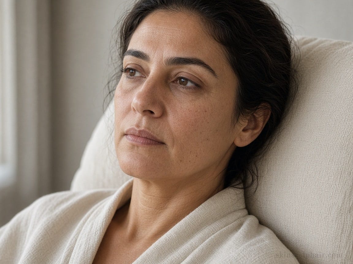 Antes del ritual Reinicio en Aventura: primer plano de un rostro cansado a luz de lino