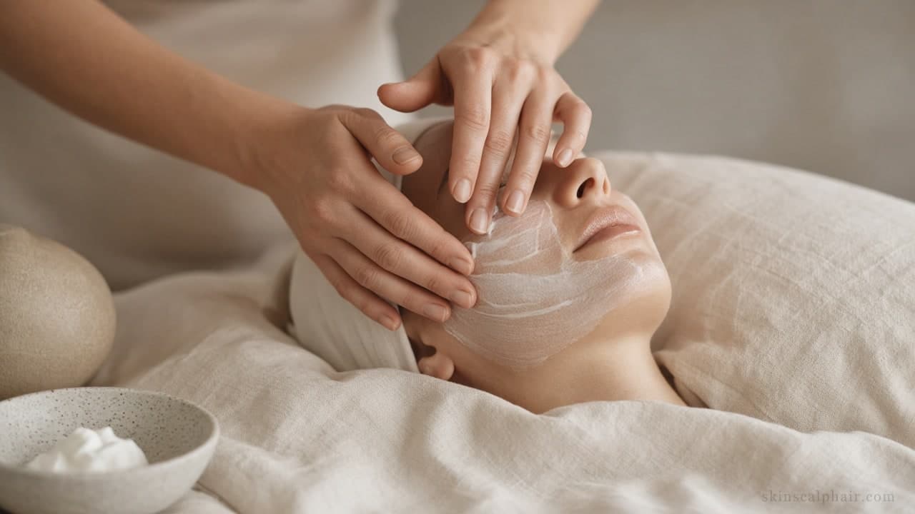 Applying care during a facial ritual, without rush